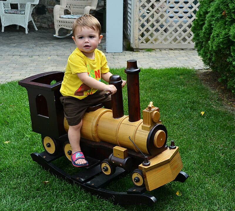 Cam on wooden train